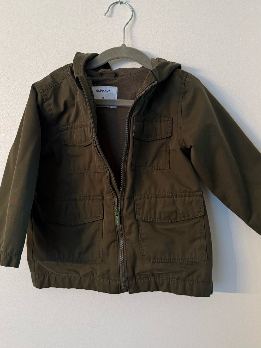 2T Olive Green Hooded Utility Jacket